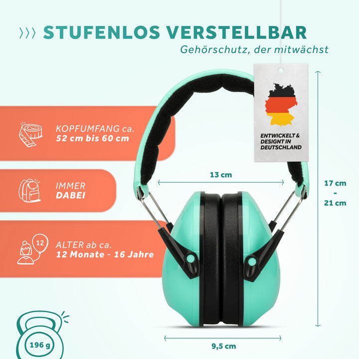 Schallwerk Kiddies Gehörschutz für Kinder in türkis Produktinformationen